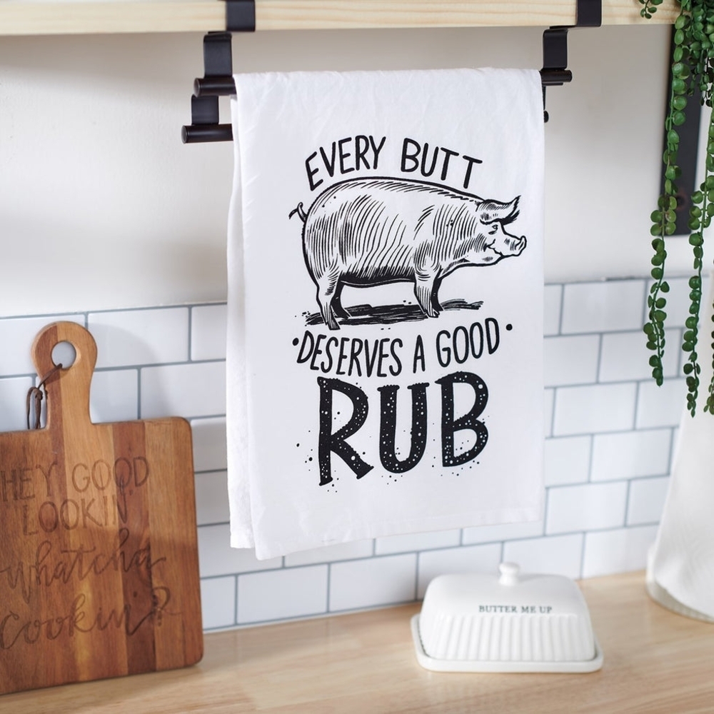 PRIMATIVES BY KATHY 'Every Butt Deserves A Good Rub' Kitchen Towel NWT